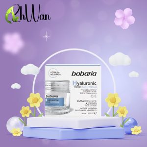 کرم مرطوب کننده و آبرسان صورت باباریا babaria مدل هیالورونیک اسید Hyaluronic Acid حجم 50 میل