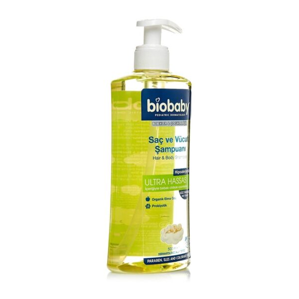 شامپو بدون سولفات کودک پروبیوتیک bio baby مدل ultra hassas حجم ۵۰۰ میل